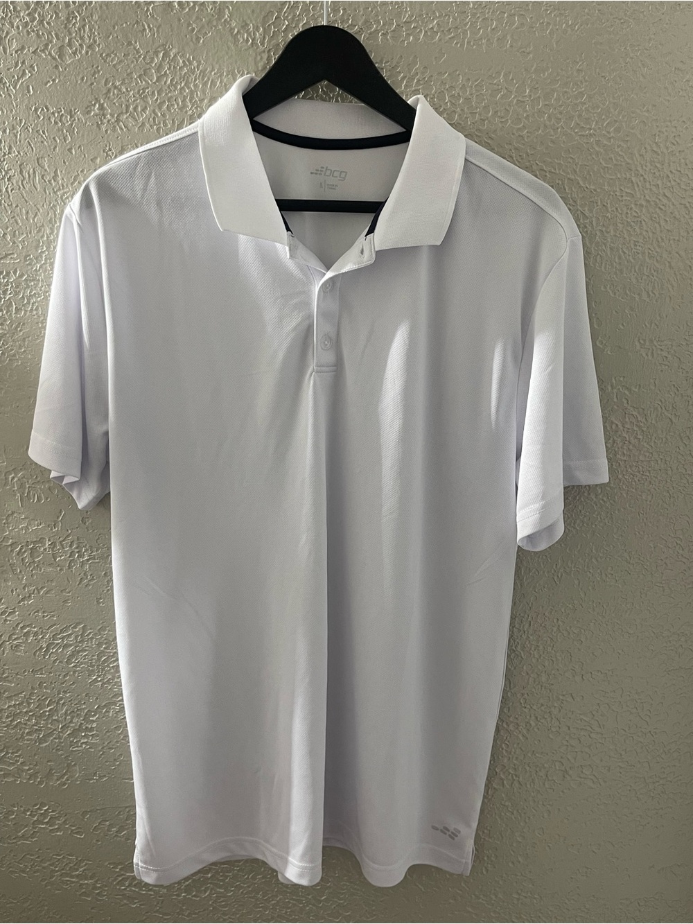 BCG Men's Casual‎ White Performance Polo Shirt Large Dri-Fit